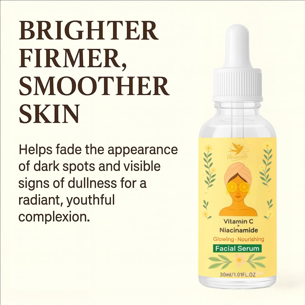 L'hirondelle Vitamin C Serum with Niacinamide & Hyaluronic Acid, 30 ml | Brightening & Hydrating Face Serum to Help Improve the Appearance of Dullness & Uneven Texture | For All Skin Types